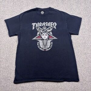 VTG Thrasher Goddess Tee Med Black Live to Skate Or Die Goth Y2K Gildan Tag